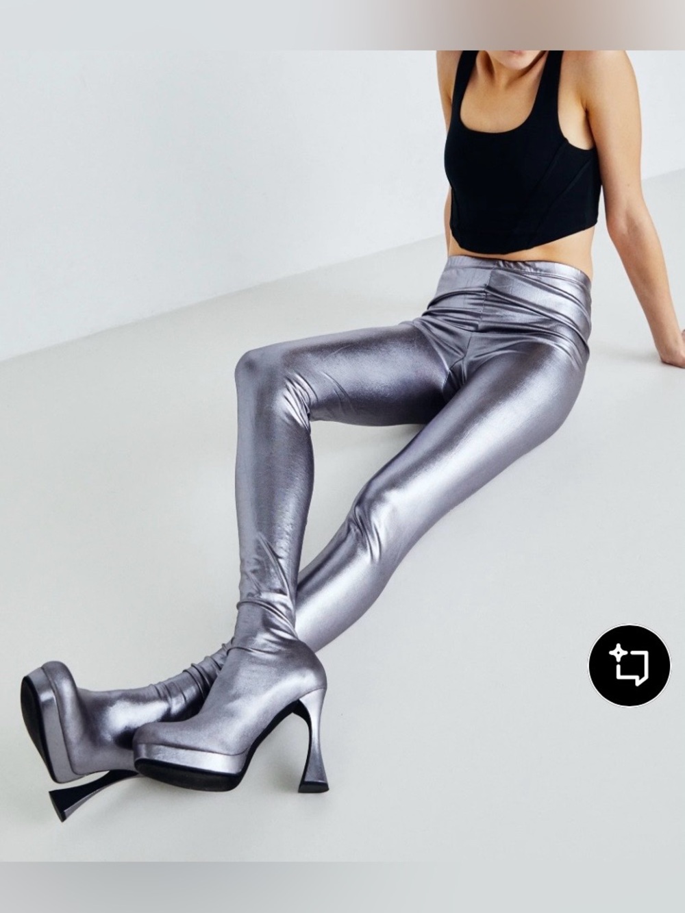 Jeffrey Campbell Silver Metallic Pantalones Pant Boots